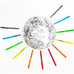 Globo Terráqueo Mini Para Pintar Liviano Con Estampado De Sakura